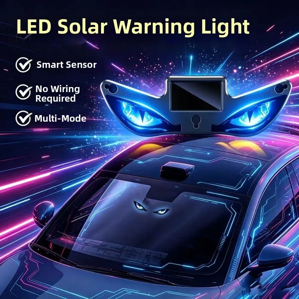 Creative Car Demon Eye Light Suction Cup Installation Cool Solar Warning Light Dynamic Safety LED Atmosphere Light