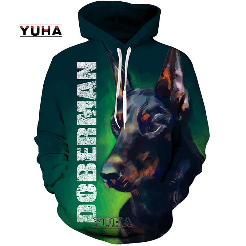 Doberman Spring Autumn Fashion Unisex 3D Print Novelty Hoodie Sweatshirt Animal Pullover For Women and Men