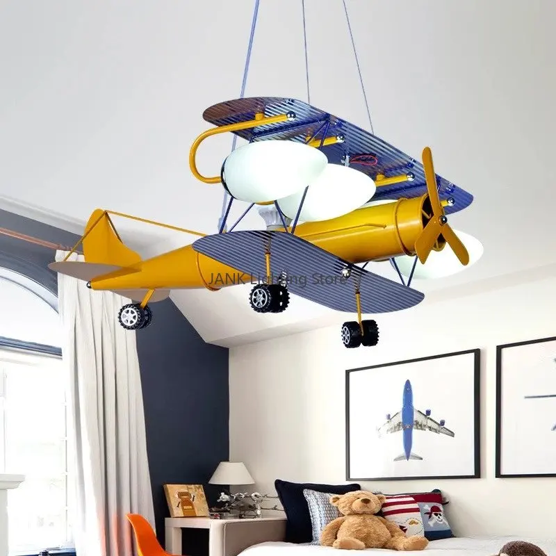 New Airplane Children Led Chandelier for Kids Baby Boy Room Lighting Eye Protection and Environmental Decor Lamps Fixtures