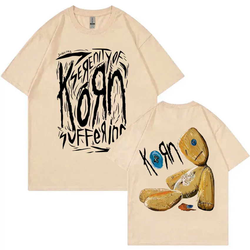

Rock Band Korn World Tour Music Graphic T-Shirt Men Women 100% Cotton Oversized Short Sleeve Tee Men's Casual Hip Hop Streetwear