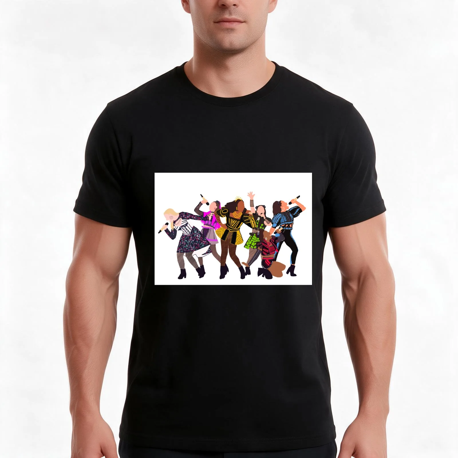 SiX The Musical - Chicago/Broadway Cast Costume T-Shirt, Summer Casual Cotton Tee, Oversized Streetwear Tops, Unisex Men Women