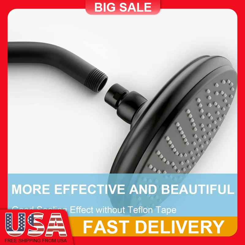 

6 Inch Stainless Steel Shower Arm with Flange Wall Mount Replacement for Fixed Handheld Shower Heads Durable Rustproof
