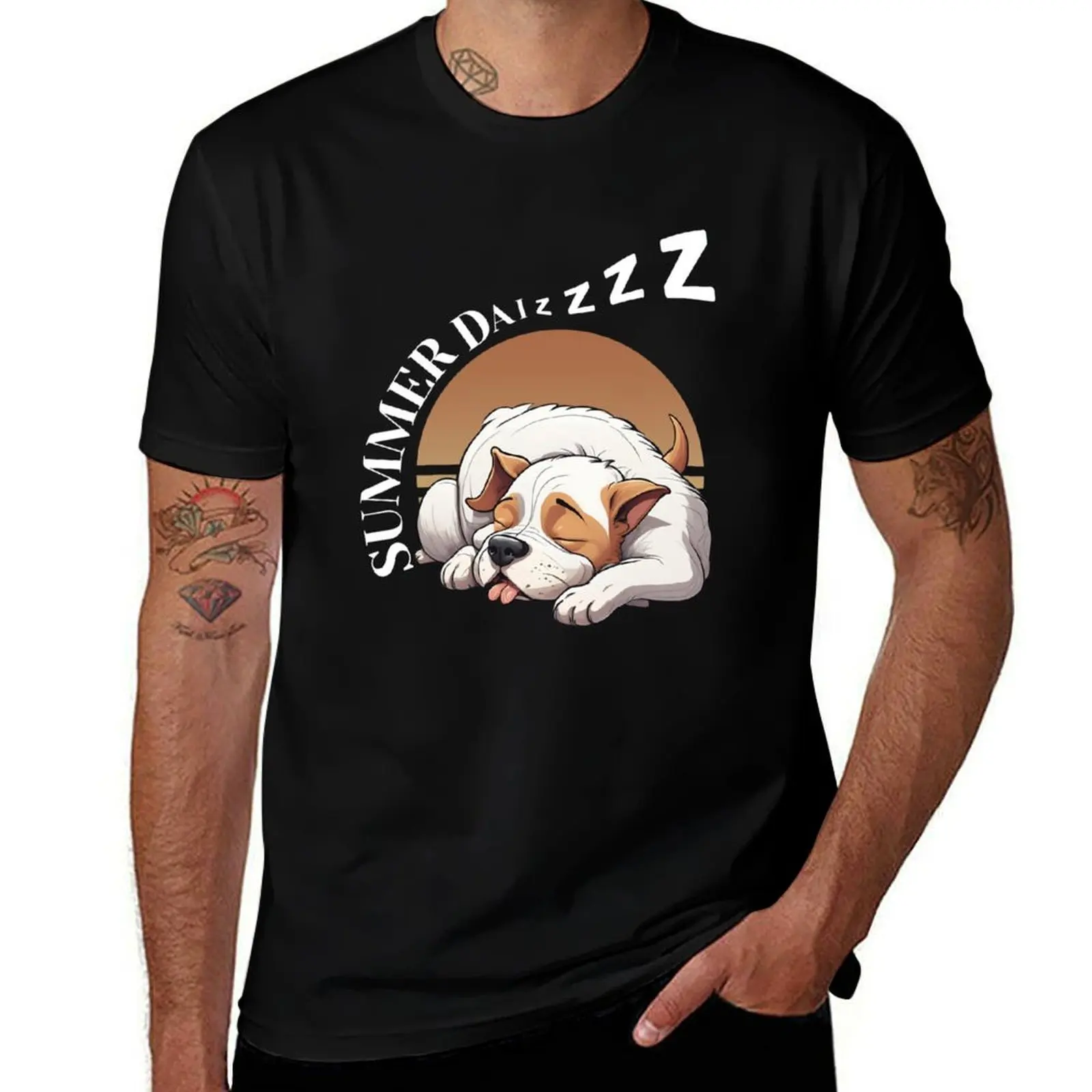Summer Sleepy Dog T-Shirt heavyweights summer top T-shirts oversize clothing for men