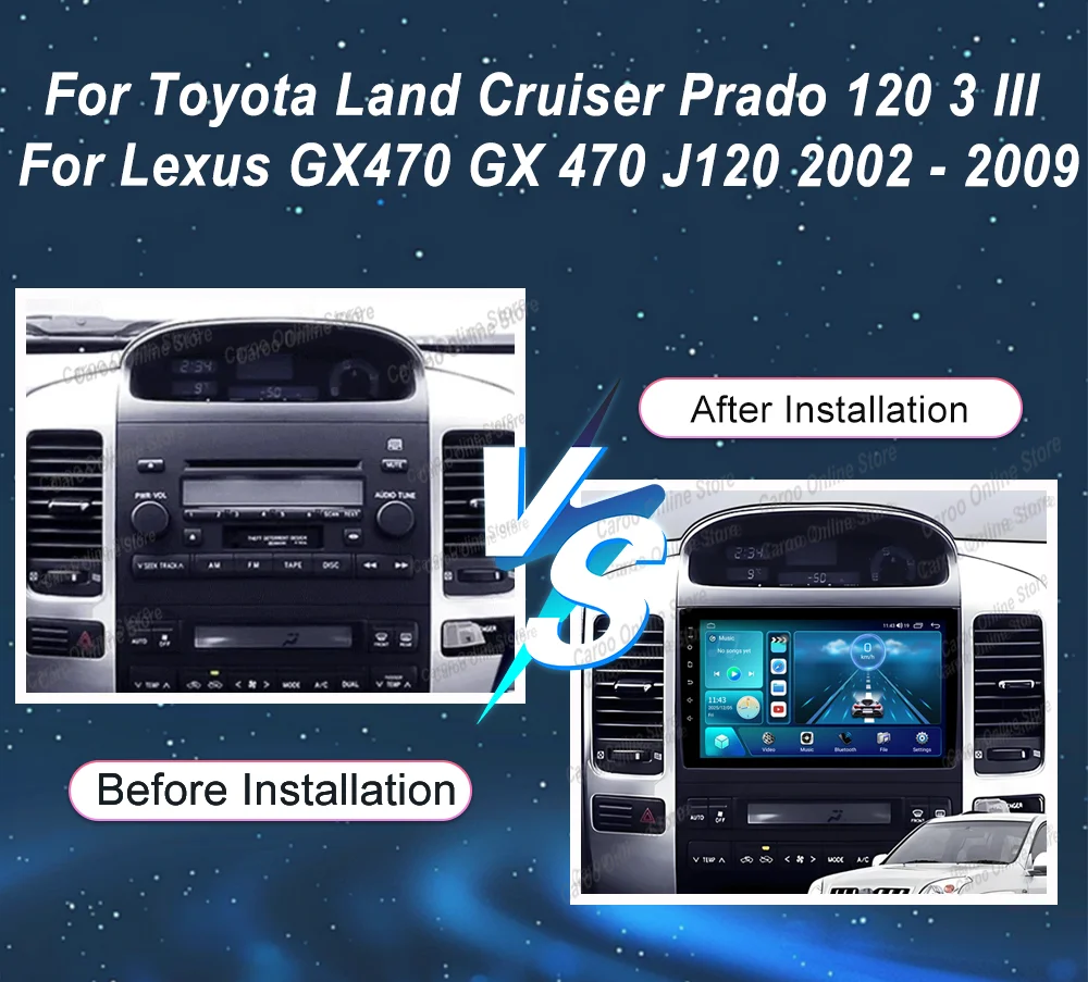 Android 16 Car Radio For Toyota Land Cruiser Prado 120 3 III For Lexus GX470 GX 470 J120 2002-2009 Multimedia Video Player WIFI