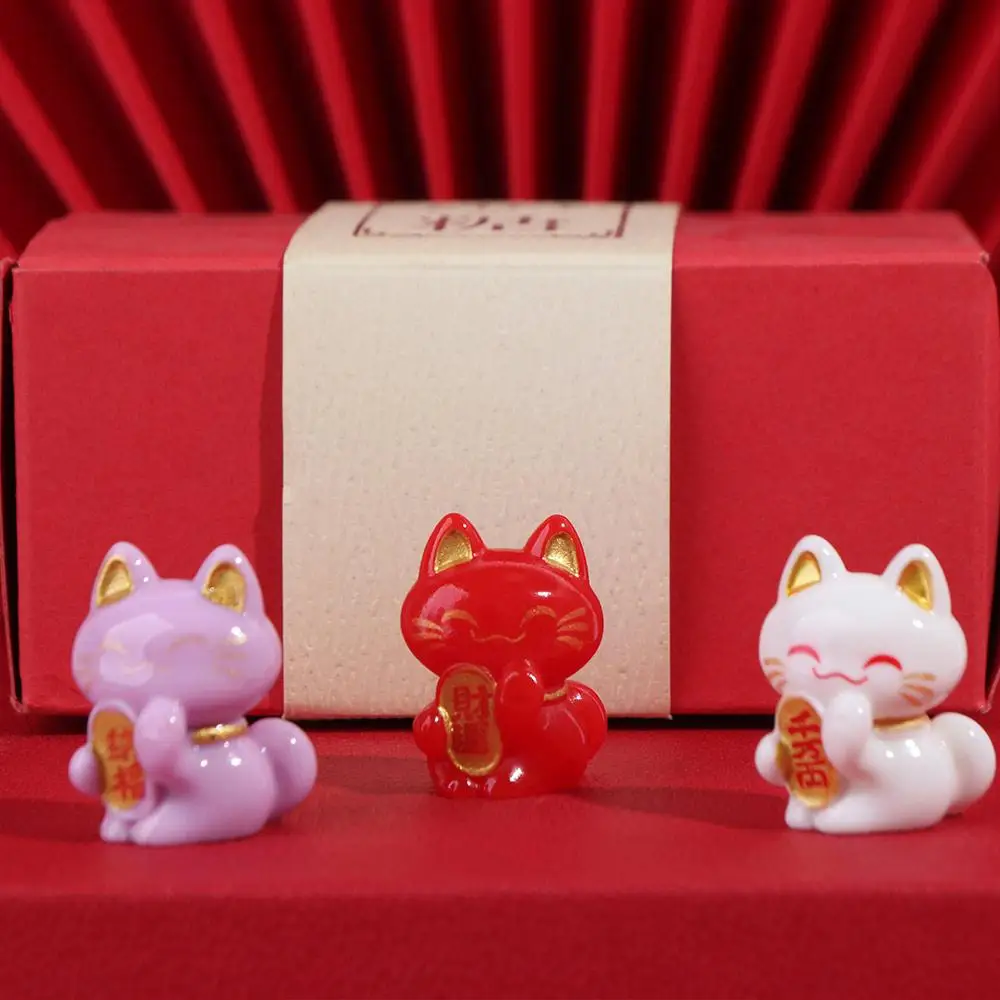 Feng Shui Decor Cartoon Lucky Cat Statue Cute Exquisite Lucky Cat Figurine Creative Animal Model Miniatures Cabinet Table Desk