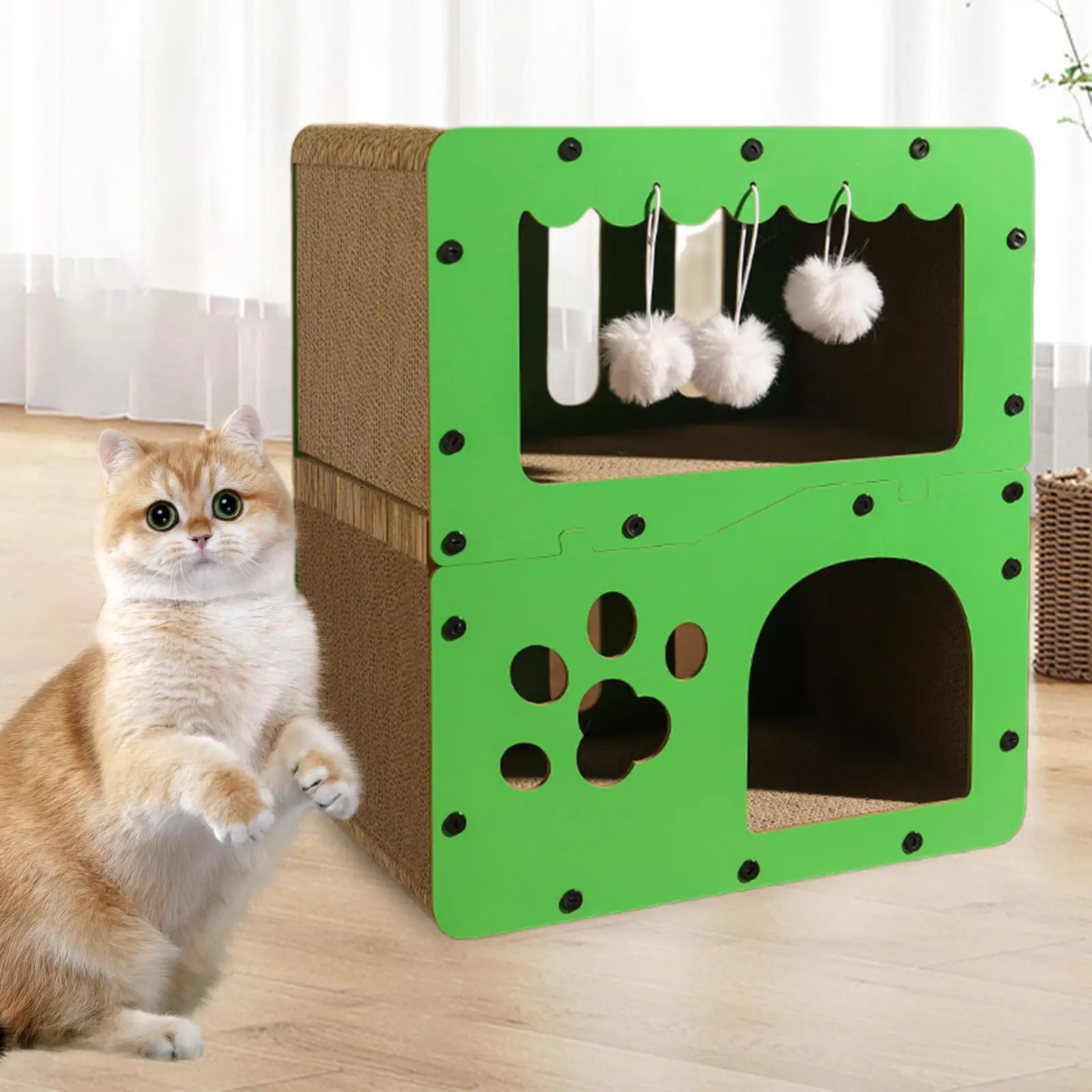 Cardboard Cat House 2 Layer Prevents Furniture Damage Castle Exercising and