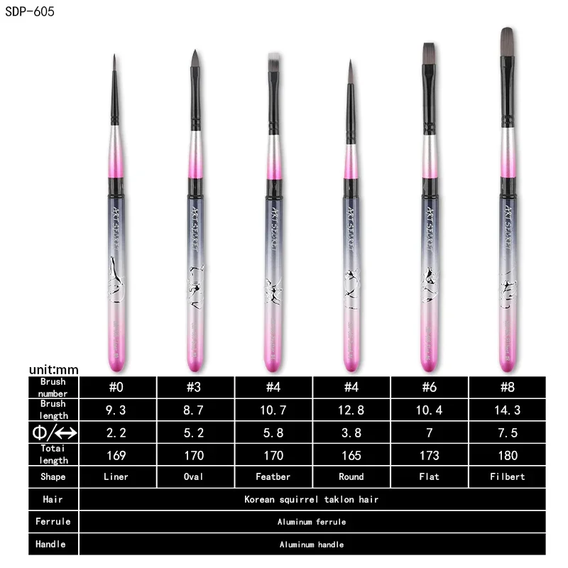 Artsecret High Grade SDP-605 6/Set Watercolor Painting Brushes Synthetic Brass Hair Ferrule Portable Travel Art Artist Tool Kits