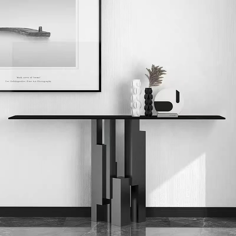 

High End Modern Console Table Italy Stainless Steel Table Black Console Table for Home Use