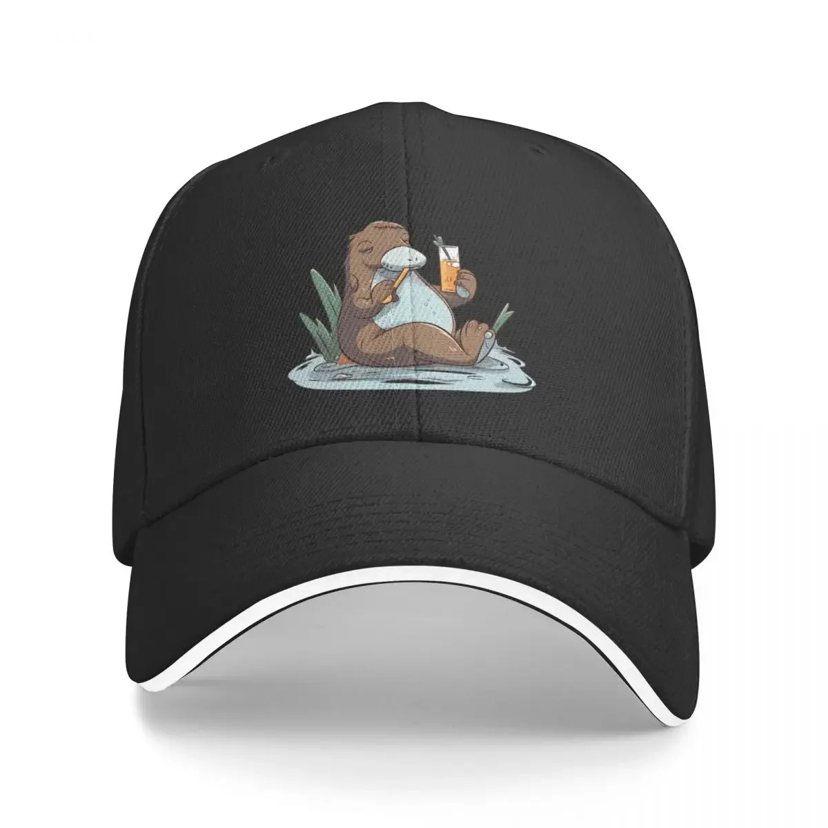 Platypus Chilling At The Pool Holding Beer Cute Baseball Cap Christmas Hat Cosplay Hats For Men Women's