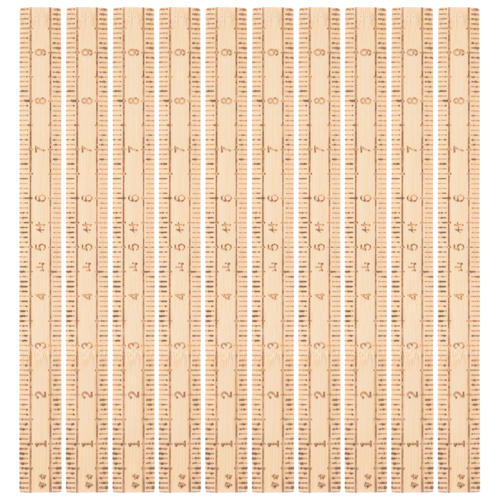 

10pcs Bamboo Ruler Single Sided Mangosteen 33cm Length Measuring Ruler for Sewing Drawing Teaching Engineering Portable Straight