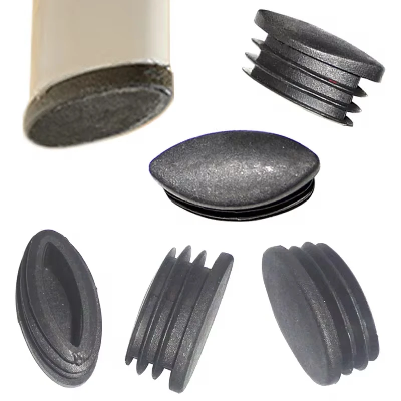 Black/White Oval Plastic Rectangular End Cap Tube Insertion Plug Table And Chairs Dan Shaped Foot Plug Decorative Dust Cover