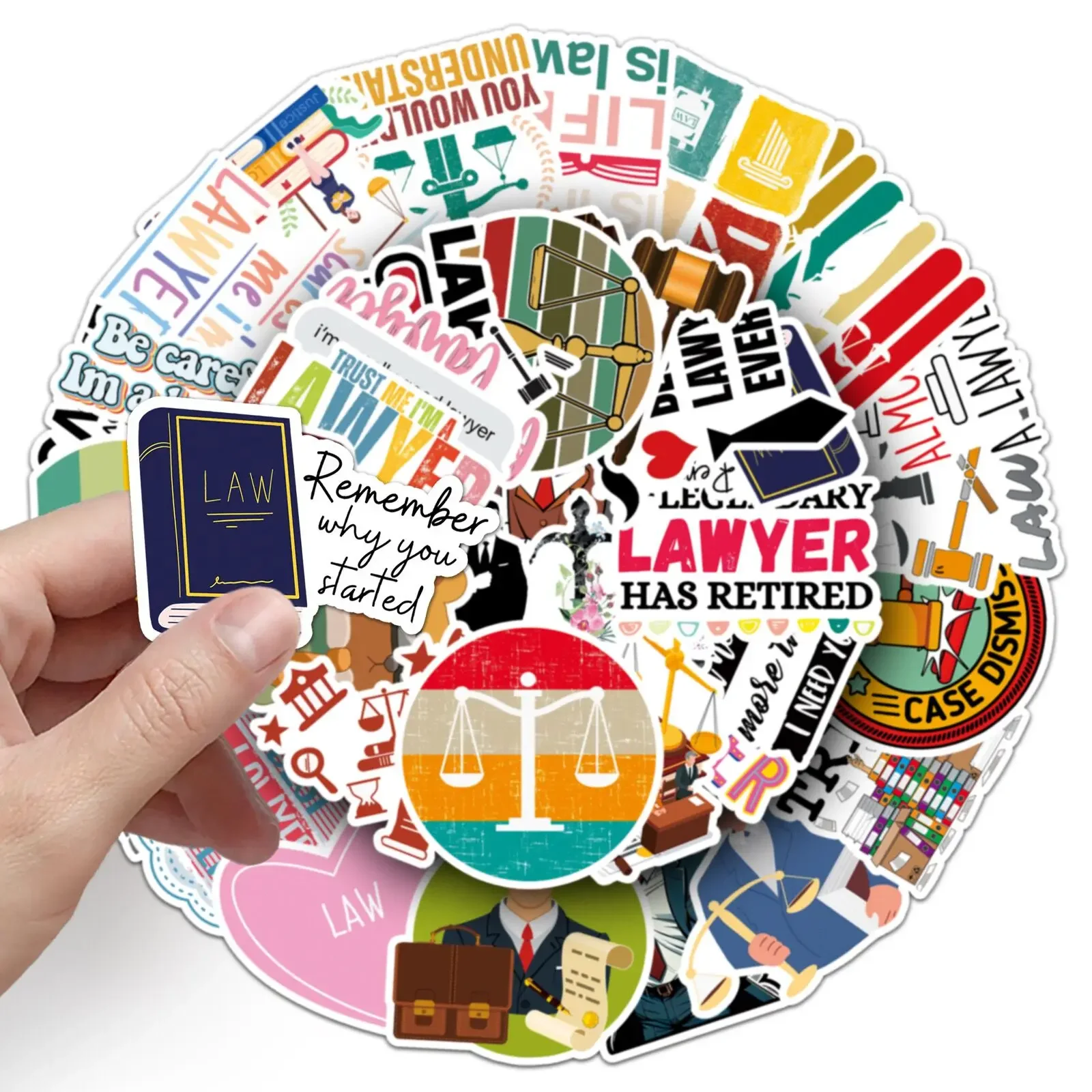 สติกเกอร์ทนายความ 50 ชิ้น สำหรับขวดน้ำ แล็ปท็อป กระเป๋าเดินทาง สเก็ตบอร์ด ตู้เย็น โทรศัพท์  สื่อถึงความยุติธรรมและความเป็นธรรมในศาล
