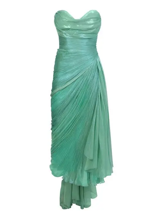 Shiny Green Prom Dresses Strapless Side Slit Evening Dress Mermaid Formal Night Cocktail Party Gowns Plus Size فساتين السهرة