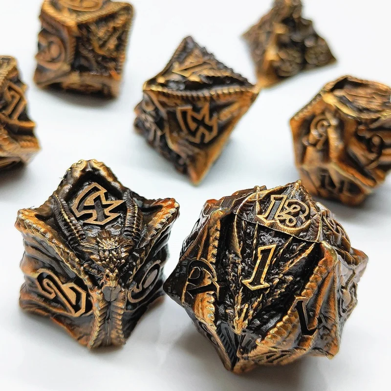 

MINI PLANET DnD Набор металлических кубиков с головой дракона Многогранные однотонные металлические кубики для ролевой игры Dungeons & Dragons Настольная игра Dnd Metal D6 D20 Dice
