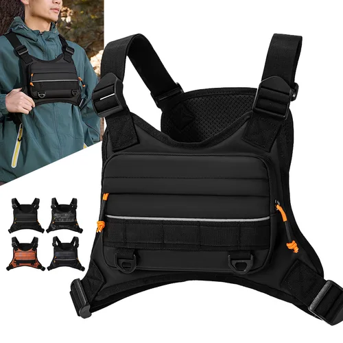 Bolsa frontal para el pecho, chaleco para acampar, mochila para hombres y mujeres, paquete táctico para correr, deportes al aire libre, ciclismo, correr, pesca, bolsa de aparejo de viaje
