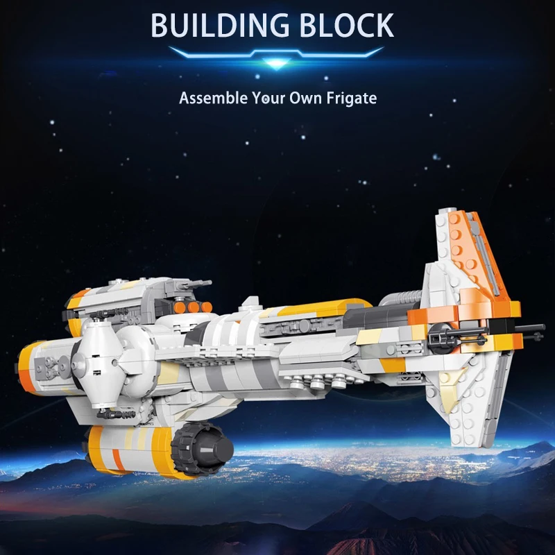 Military Series Space WarShip Building Block Creative Expert Outer Space Frigate Model Bricks Toys For Kid Birthday Gift MOC