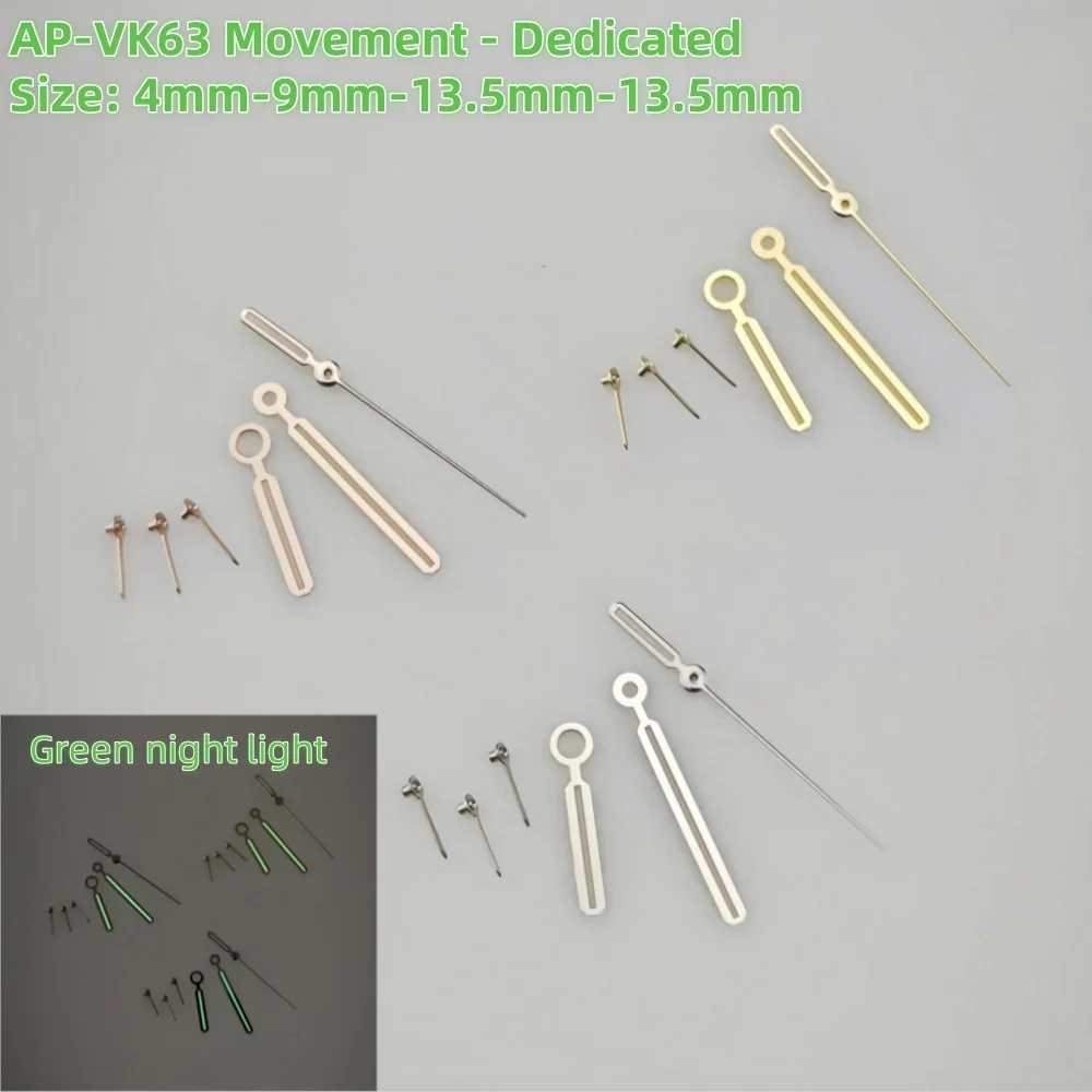 VK63 pointer quartz watch modification accessories green night light watch VK63 pointer size 13.5mm AP case for use