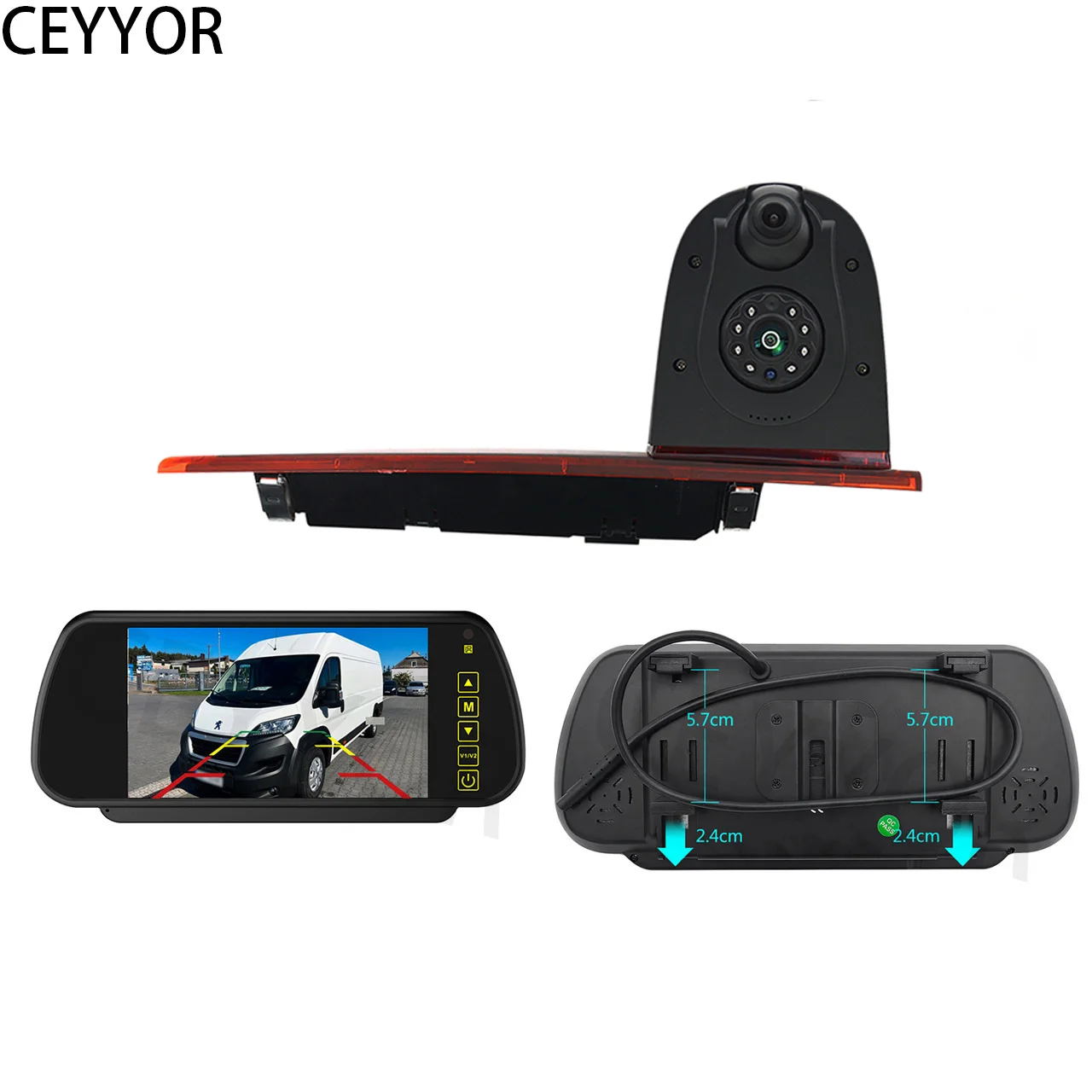 Suitable for Ford Transit, high-position brake lights, dual-lens reversing camera, 2016-present, with 7-inch display screen