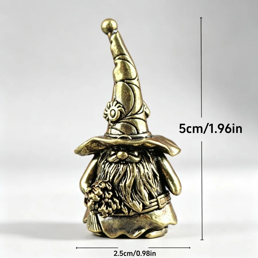 Vintage Copper Gnome Wizard Statue Halloween Desktop Decor Creative Present