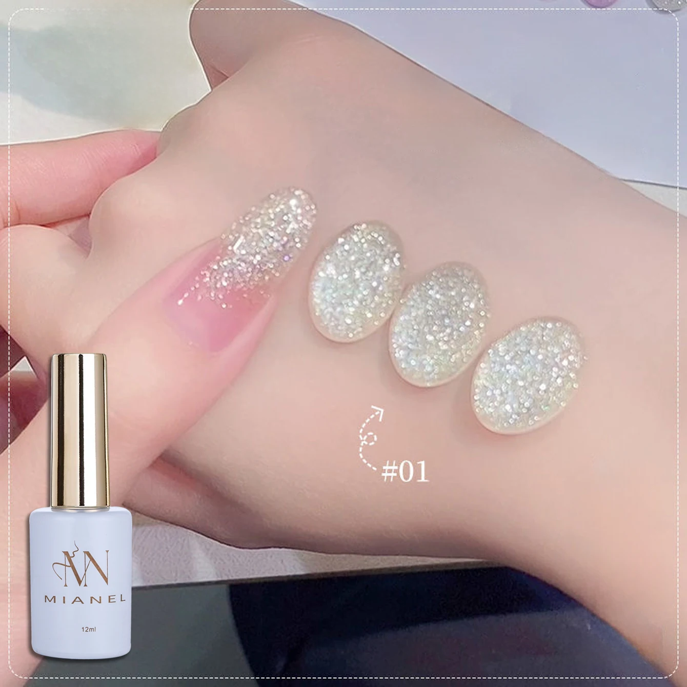 MIANEL 12ML Weißer Nagellack Jimeng Hochzeitskleid Feiner Glitzer-Gel-Nagellack Super Glänzender Glitzer-Nagellack für Nagelkunst-Salon – Detail 33