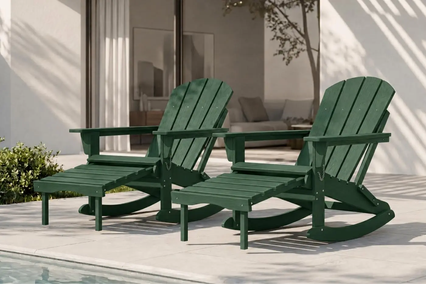 HDPE Rocking Adirondack Chair Set of 2 Heavy Duty Folding Rocker with High Back Outdoor Seating for Porch Yard, Customized
