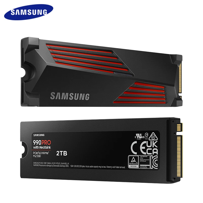 SAMSUNG 990 Pro SSD 1TB 2TB Internal Solid State Disk dengan Heatsink PCIe Gen4.0 M2 NVMe Hard Drive asli untuk Desktop Laptop