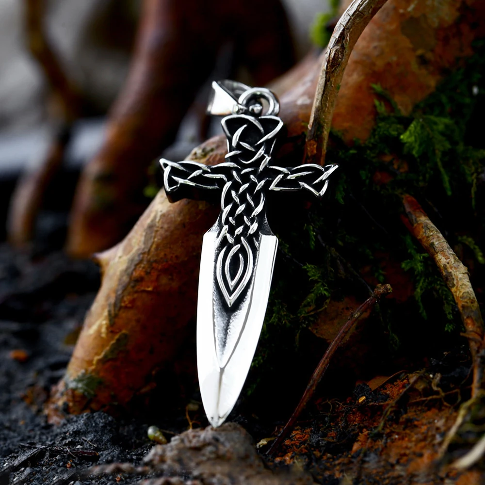 New Design Celtic Knot Sword Pendant for Men 316L Stainless Steel Cool Odin Necklace Punk Retro Fashion Jewelry Gifts Wholesale