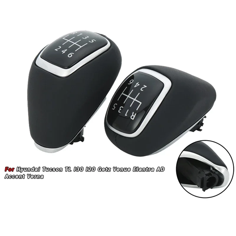 

6-Speed Leather Gear Shift Knob for Hyundai i30 Elantra - Car Transmission Shifter Handle, Durable Auto Interior Accessories