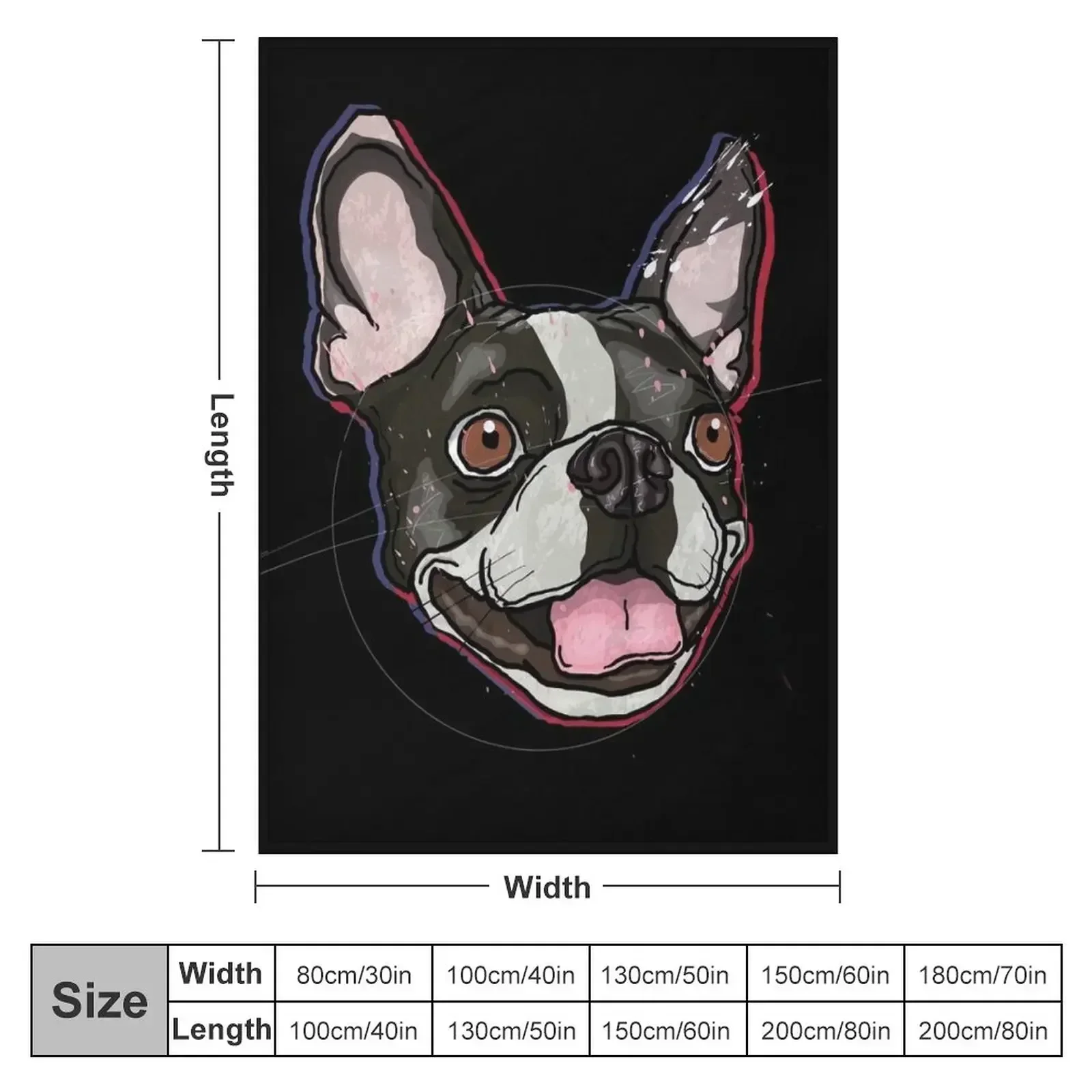 Boston Terrier - black background Throw Blanket christmas gifts halloween Custom Sleeping Bag Blankets