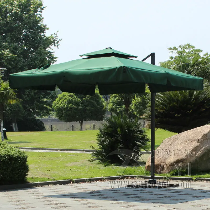 3*3m Aluminum Side Pole Patio Umbrella Cantilever Umbrella Prarasol Garden Shading Cabana ( No Stone Base)