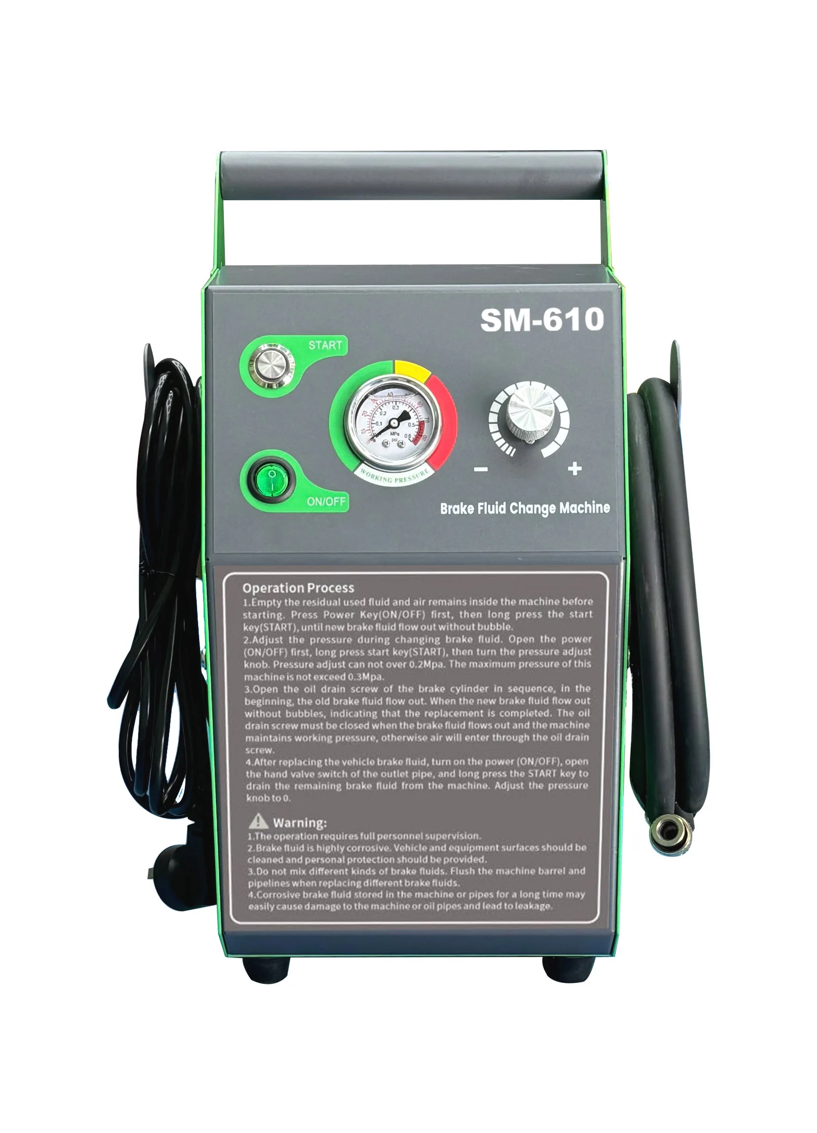 SM-610 Brake Fluid Replacement Machine, Professional Brake Fluid Bleeder Kit with Vacuum Extractor, Includes 18 Adapters, 4 Wast