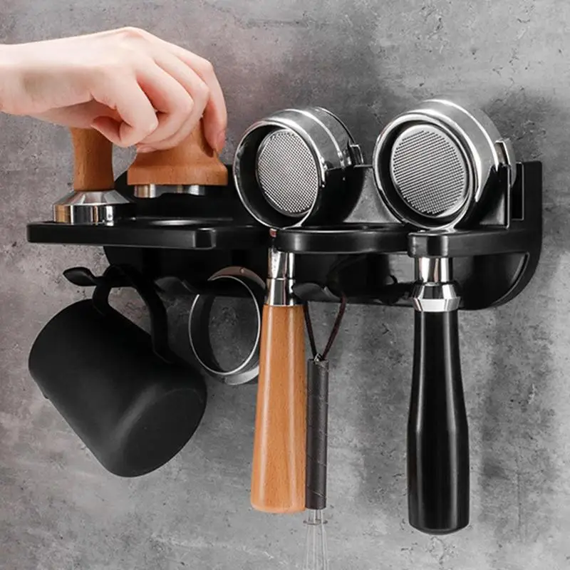 NEW 51/54/58mm Coffee Set Storage Wall Rack Self-adhesive Wall Mount Espresso Coffee Filter Holder Coffee Storage Accessories