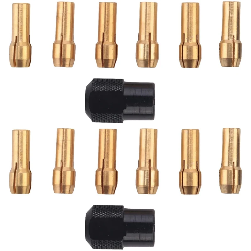 14Pcs For Dremel Brass Collet 1.0/1.6/2.0/2.4/3.0/3.2 +For Dremel Check M8X0.75