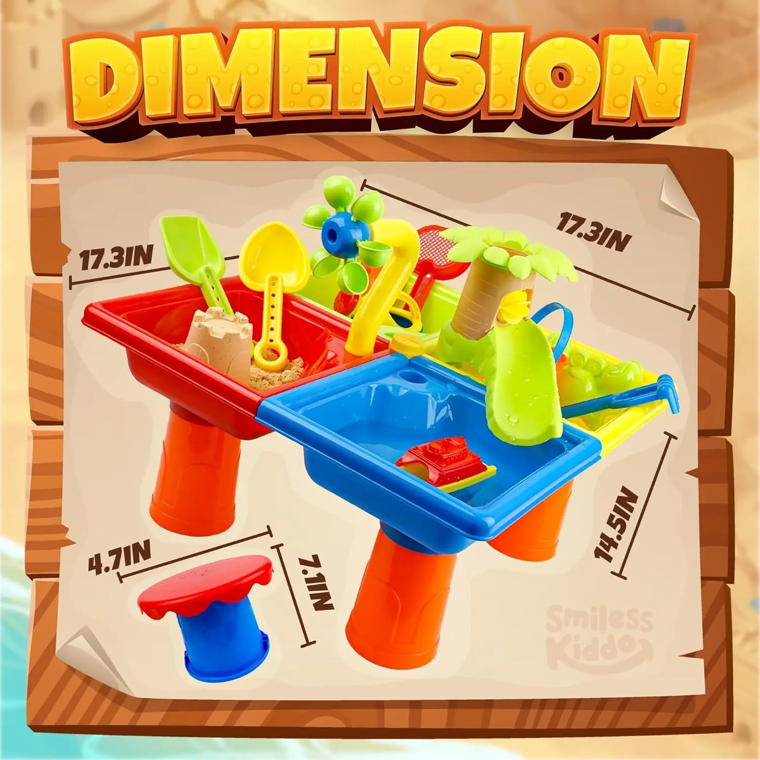 25 stuks zomerwatertafel voor peuters 4-in-1 kinderen water en zand buitenactiviteit zintuiglijk speelgoed strand zwembad achtertuin speelgoed