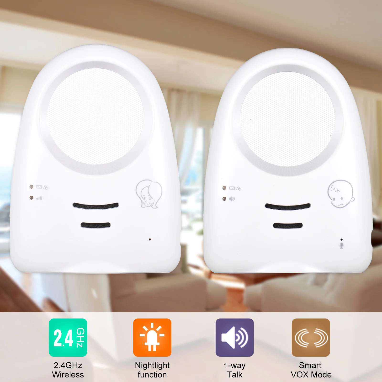 2.4GHz Wireless Digital Audio Baby Monitor Portable One-Way Talk Crystal Clear Baby Cry Detector Sensitive Transmission