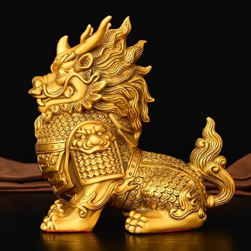 

Copper Qilin General Qilin Home, Office, Shop Desktop Small Decorations, Lucky Beast Qilin Ornaments