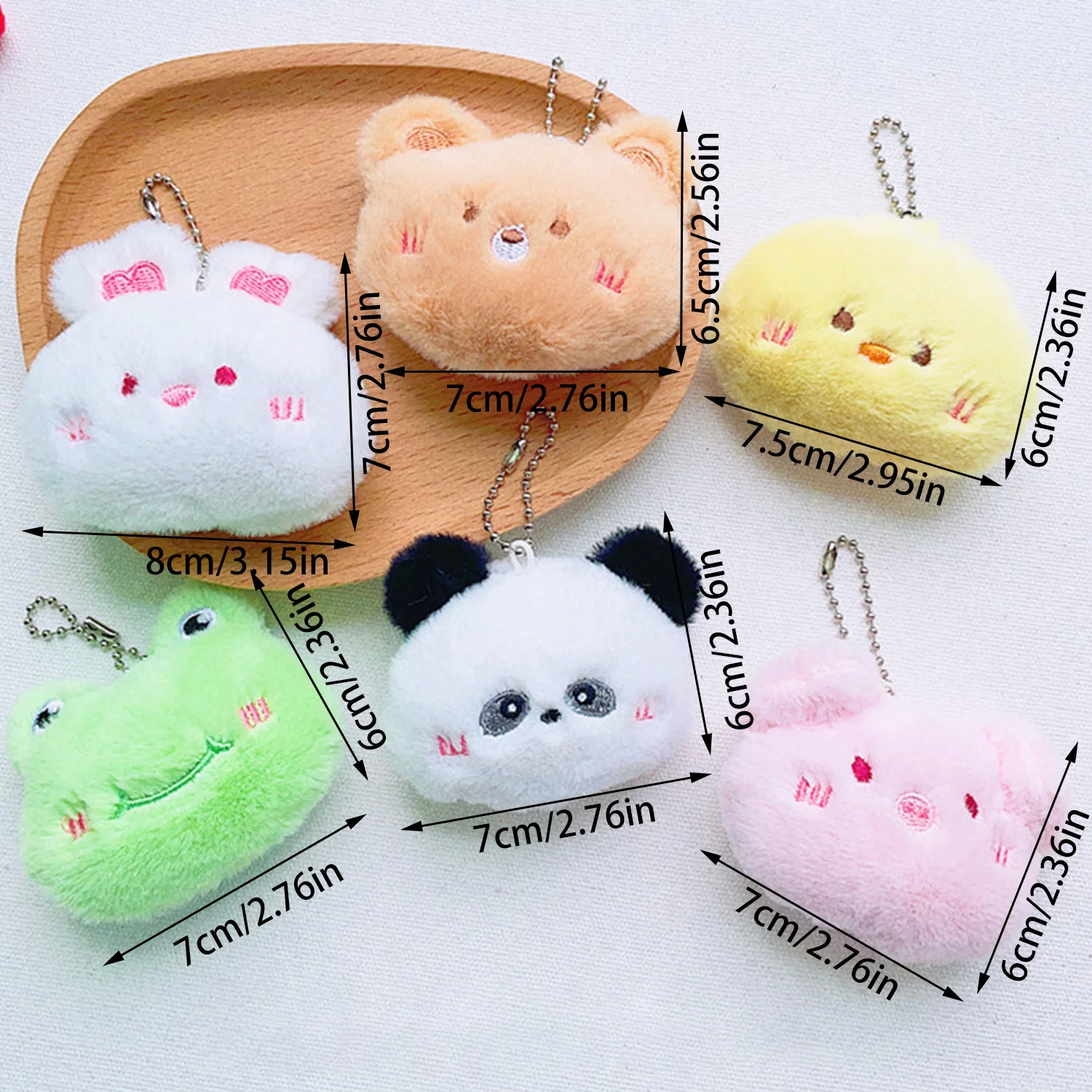 Cartoon Soft Animal Keychain Cute Plush Bear Keyring For Women Rabbit Frog Doll Keychain Backpack Pendant Ornaments Girls Gift