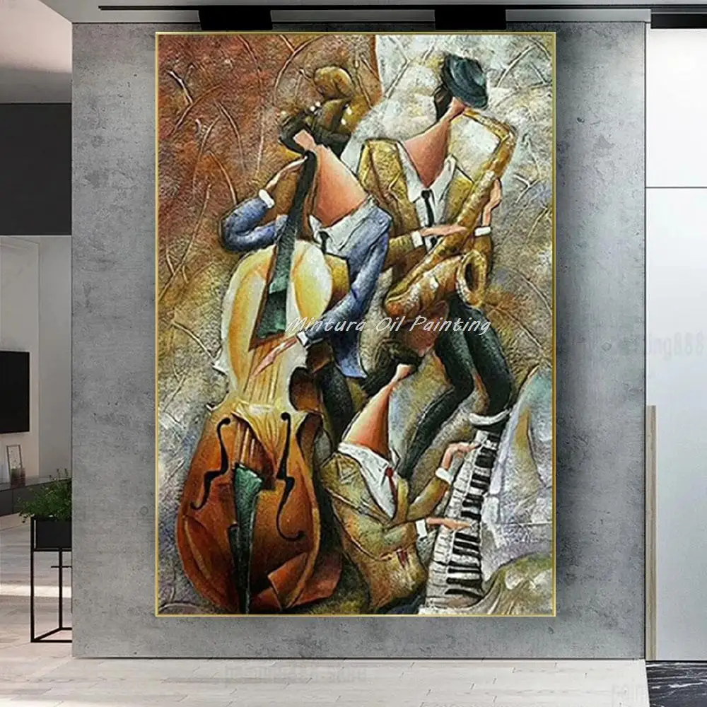 

Mintura, музыкальный инструмент ручной работы, мультяшная фигурка, картины маслом на холсте, современное абстрактное настенное искусство, фотографии для комнаты, домашний декор