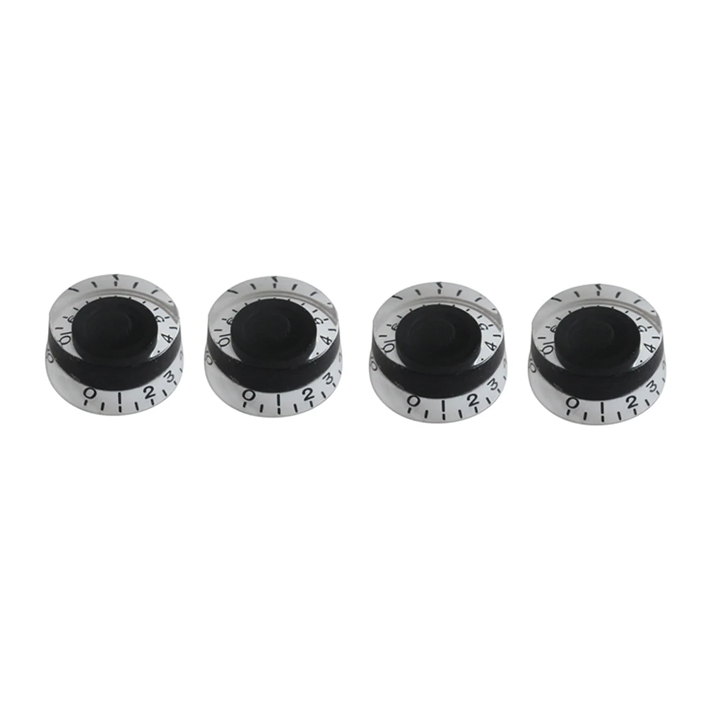 

4Pcs Large Round Knob Set Black White Plastic Knobs for Guitar Bass Amp Effect Pedal Control Replacement Tools