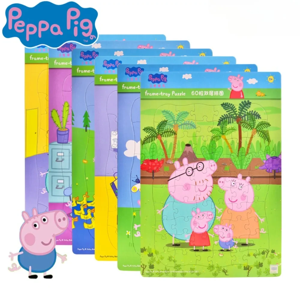 28cm Kawaii Peppa Pig Puzzle Anime Cartoon Model Toys 3 To 6 Years Old Educational Children  Large Puzzle Ladder Toys Gifts