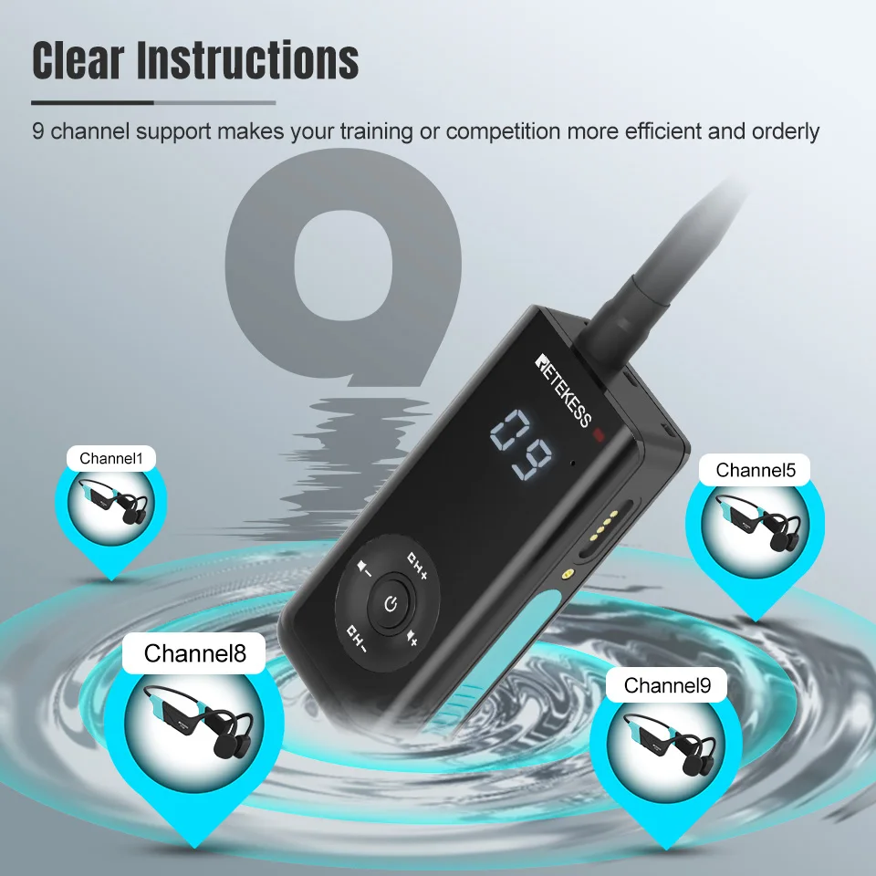 Retekess TT120 Tour Guide System Swim Coach Communicator Waterproof Bone Conduction Headphones for Swimming Training,SUP Surfing - Image 4