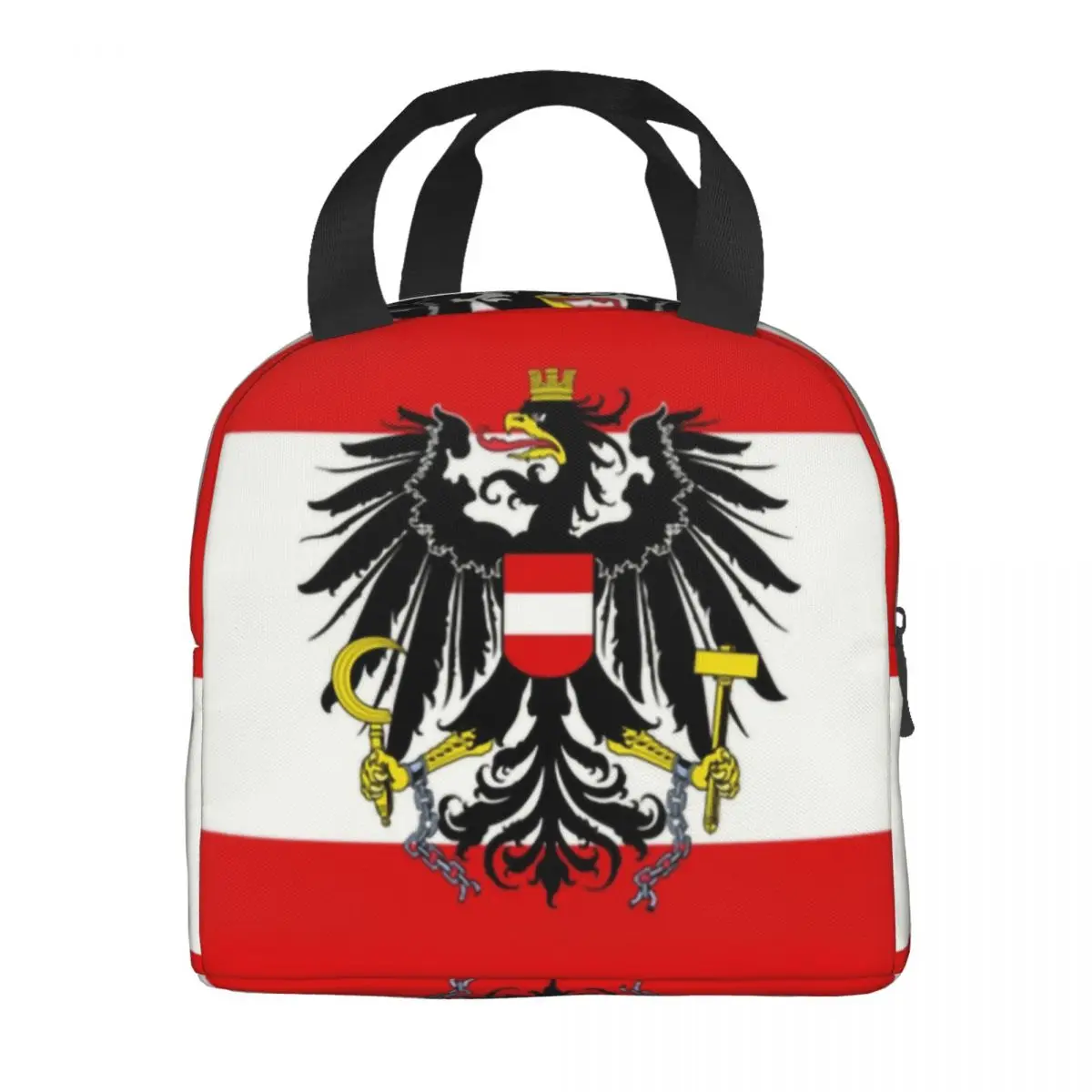 Custom Austrian State Flag Insulated Lunch Tote Bag for Women Resuable Thermal Cooler Bento Box Work School Travel