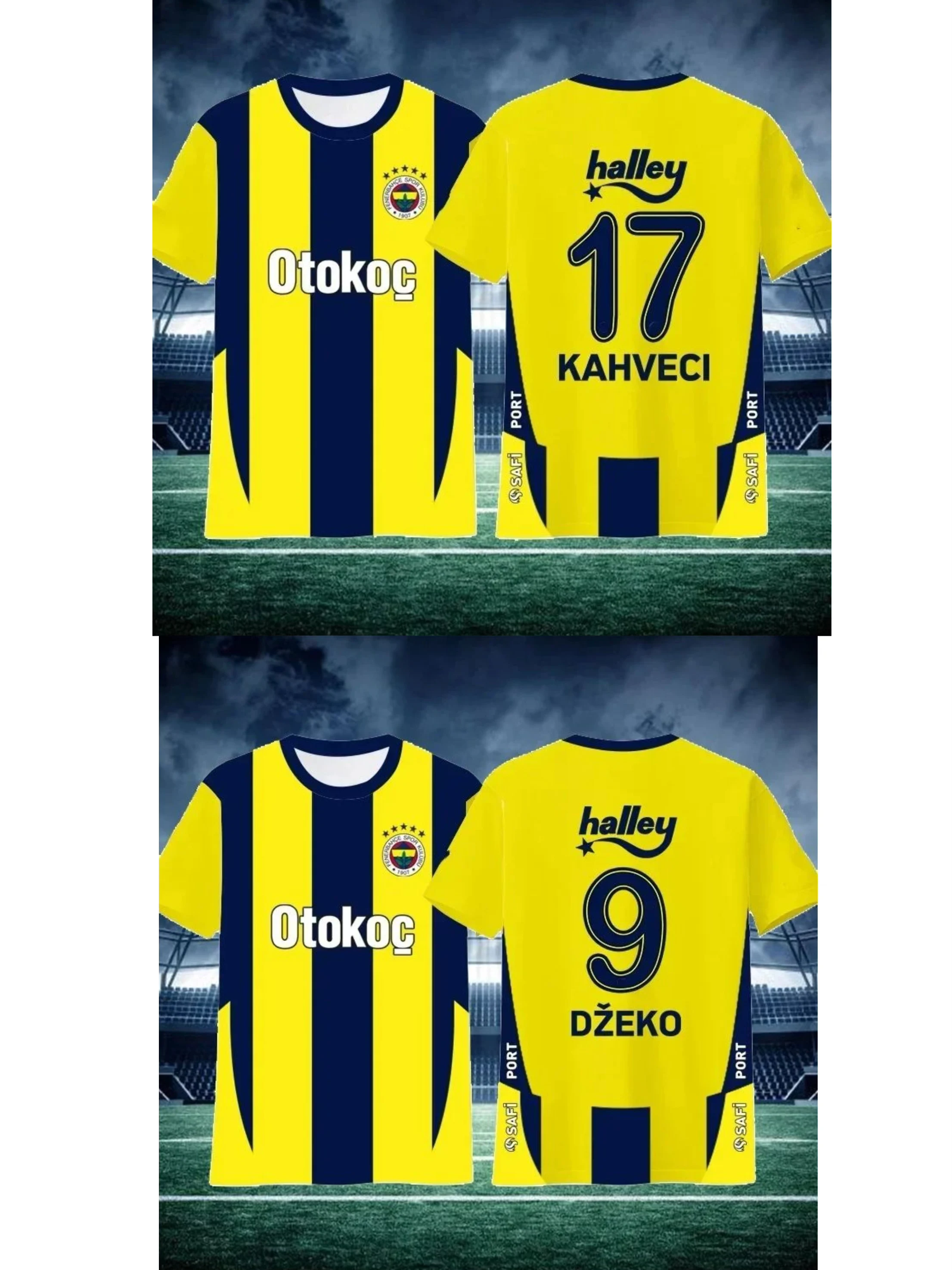 Two Pieces  Fenerbahce Mourinho Dzeko Football Jerseys Buy One Get One Free Formula 1 Training Suits 3D Printed Breathable