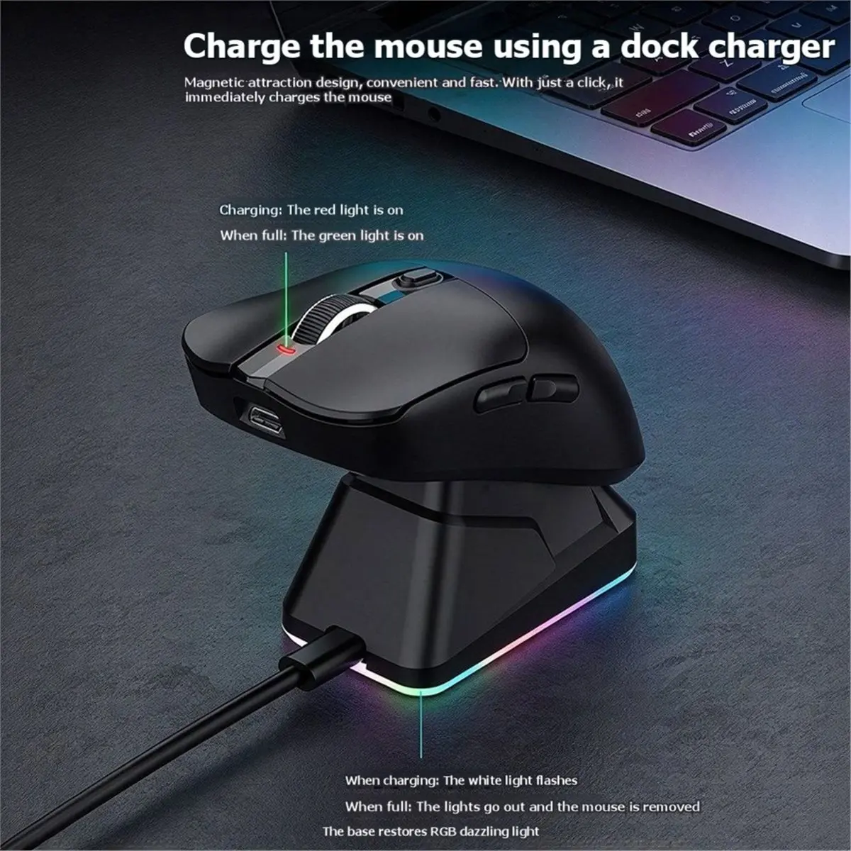 X11 Wireless Gaming Mouse PAW3311 Tri-Mode Wireless Mouse 12000DPI 1000Hz 2.4G Bluetooth Wired RGB Charging Dock Black