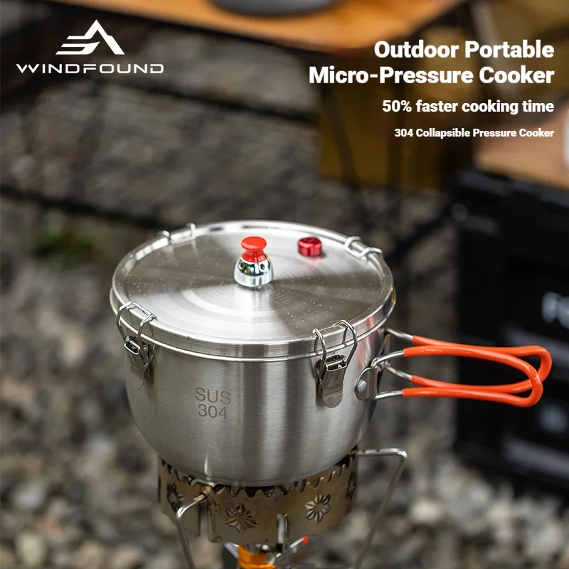 Outdoor Stainless Steel Pressure Cooker Camping Portable Cooking Pot with Safety Valve for Hiking Picnic Travel