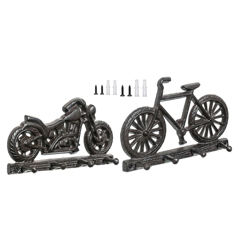 Iron Hook With Motorcycle/Bike Artwork Retro Wall Mounted Hook