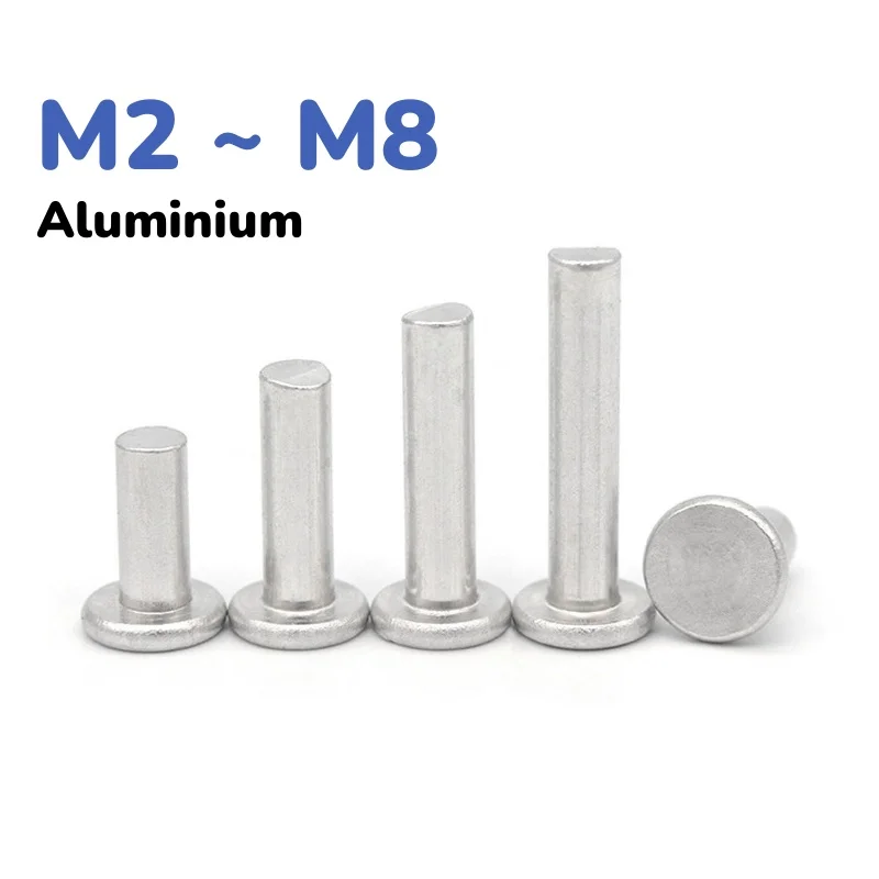 GB109 Aluminium Flat Rivet Round Head Solid Hand Drive Knockout Rivets M2 M2.5 M3 M4 M5 M6 M8