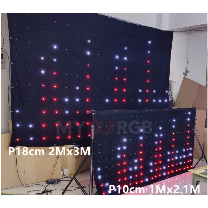

DJ Booths P10 1Mx2.1M LED Video Curtain Screen 80 Animated Patterns Motion Drape Facade With Phone Control Box