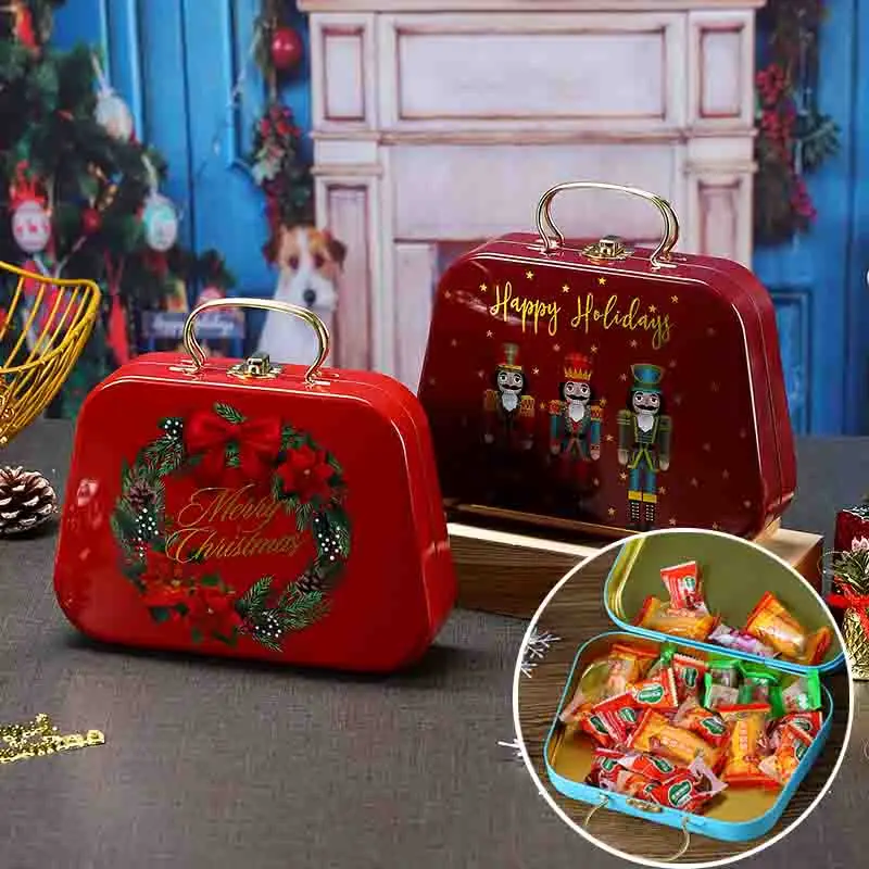 

Candy Tote Boxs Christmas Portable Creativity Gift Biscuit Dim Sum Toy Storage Iron Boxs Christmas Children Gift Packaging Boxs