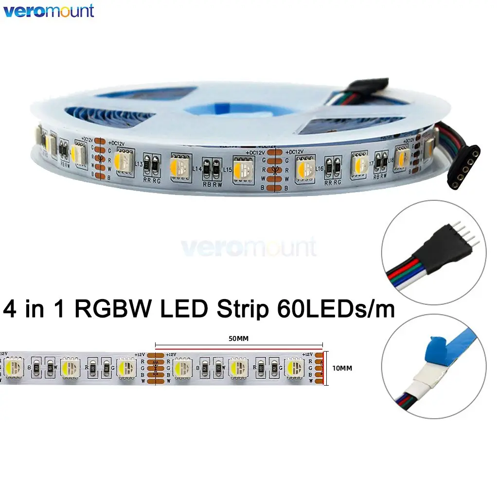 5m 10mm PCB DC 12V 24V RGBW/RGBWW 4 kolory w 1 chipie 60 leds/m 72 leds/m IP20/65/IP67 wodoodporna 5050 SMD elastyczna taśma LED światło